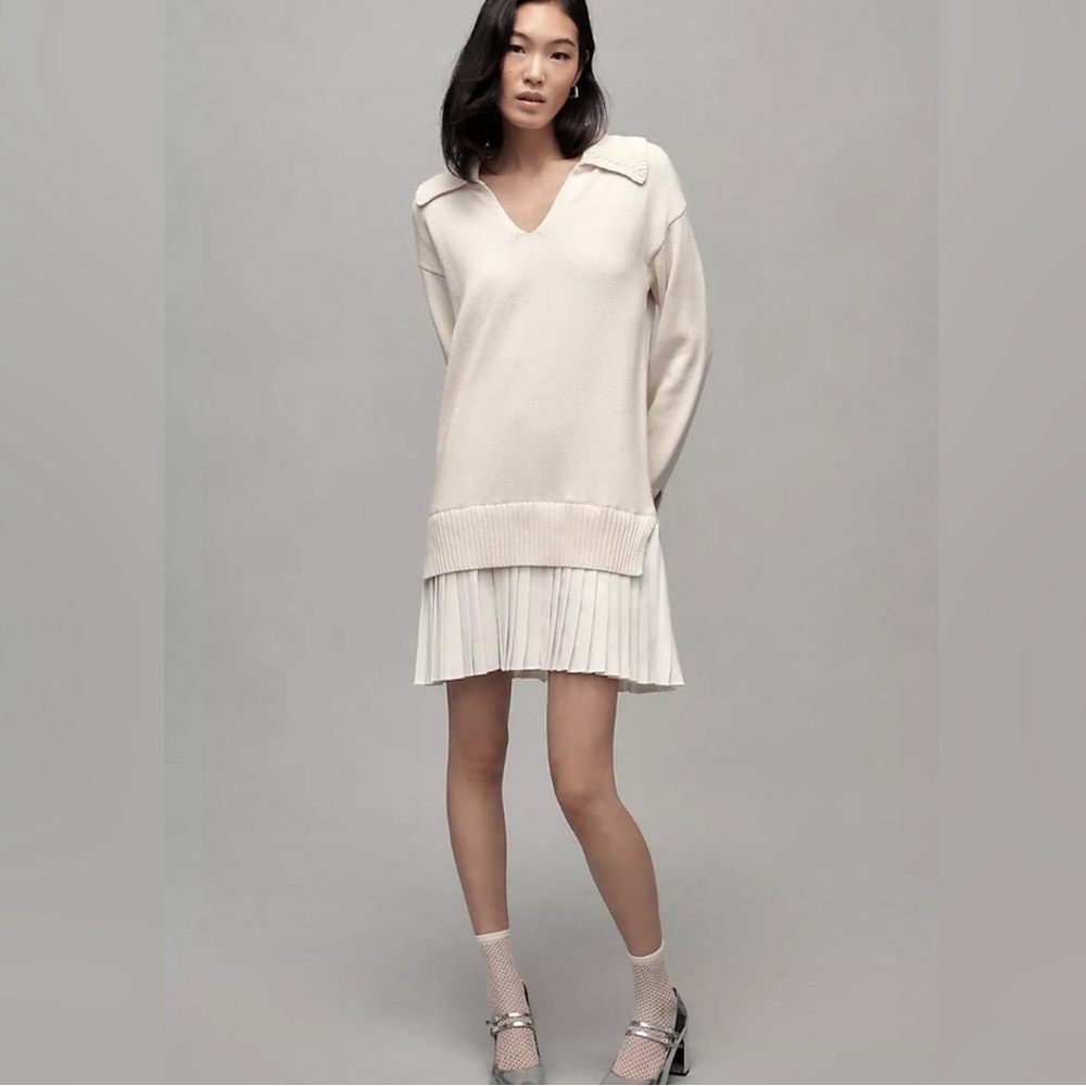 Anthropologie English Factory Twofer Dress Cream White New With Tags holiday